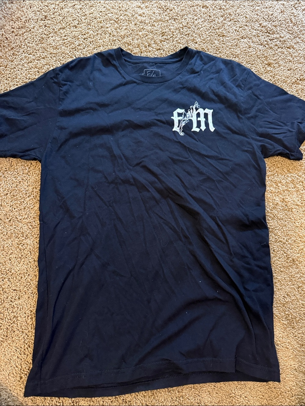 Black FM Logo Short-Sleeve Crew Neck T-Shirt
